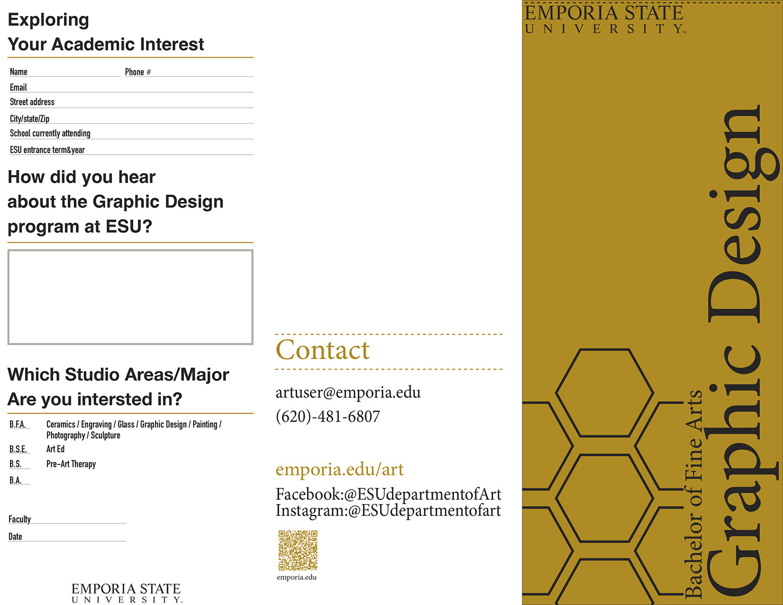 Designing a brochure explaining the purpose and courses of the Graphic Design concentration at Emporia State University
2024
InDesign